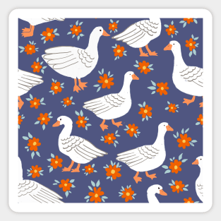 Geese in The meadow - Navy blues Sticker